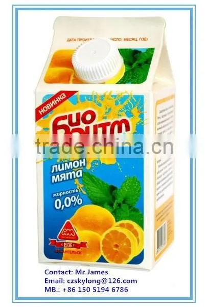 Gable Top Carton for Pasteurized Milks and Beverages
