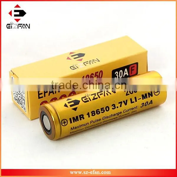 New Gold Efan IMR 18650 2600mAh 30A LiMn High Drain Flat for Mod Batteries photo-6