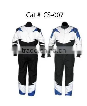 Black , White And Blue Car Racing Suit