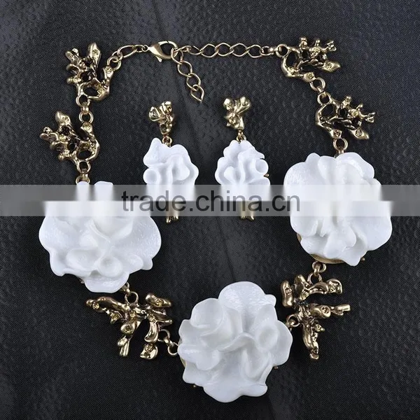 Hot Resin Necklace Earring Flower Jewelry Set photo-6