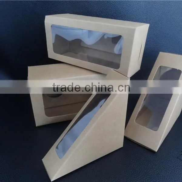 Triangle Kraft Paper Sandwich Box With Window, FDA Food Grade photo-2
