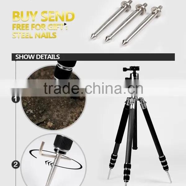 New Updated HPUSN Professional Photography Carbon Fiber Video Tripod With Travel 8cm Steel Nails Buy 1 Get 3 photo-2