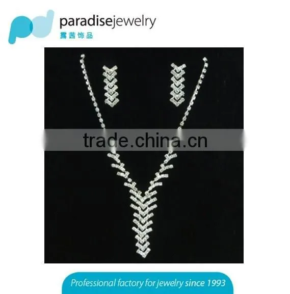 Silver Plated Wedding Jewelry Set 2016 New Women Bridal Jewelry Set Hot Wholesale Rhinestone Necklace Earring Set photo-3