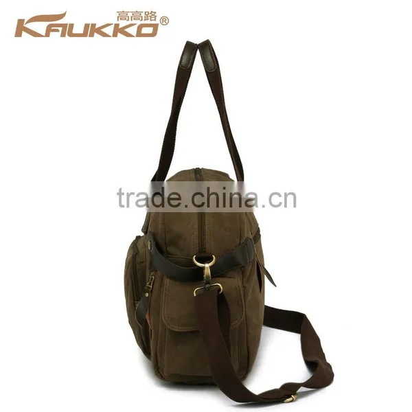 Vintage Canvas Shoulder Bag For Girls Lady Handbag Lady Tote Bag Shoulder Bags For College Khaki Color photo-3