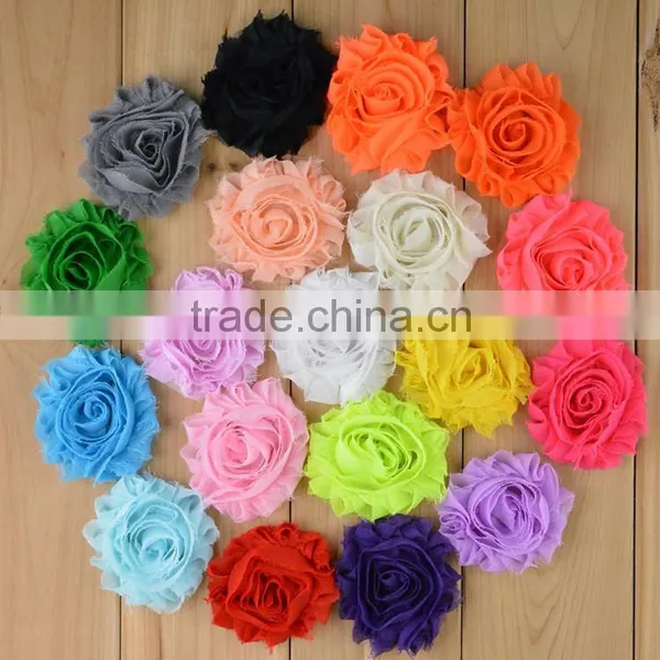 Wholesale Solid Shabby Chiffon Flower Frayed Shabby Chic Flowers Shabby Rose Trim Lovely Rosette Chiffon Shabby photo-2