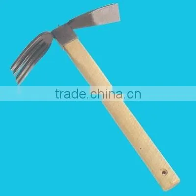 36cm Carbon Steel Fiberglass Handle Hoe With Wood Handle Garden Hoe Pick photo-5