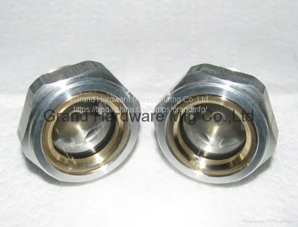 BSP G Thread Round Aluminum Oil Sight Glass for Bizter With Flat Tempered Glass photo-3