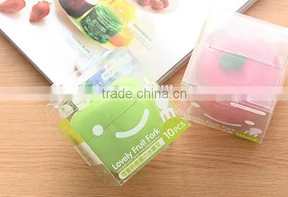 CY046 Apple Shape Plastic Fruit Forks Set With Stand Container Dessert Salad Forks for Kitchen Table Accessories photo-6