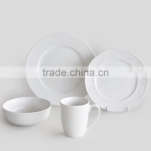 Promotional 2017 Wholesale Porcelain Embossed Dinner Set With Gold Rim photo-5