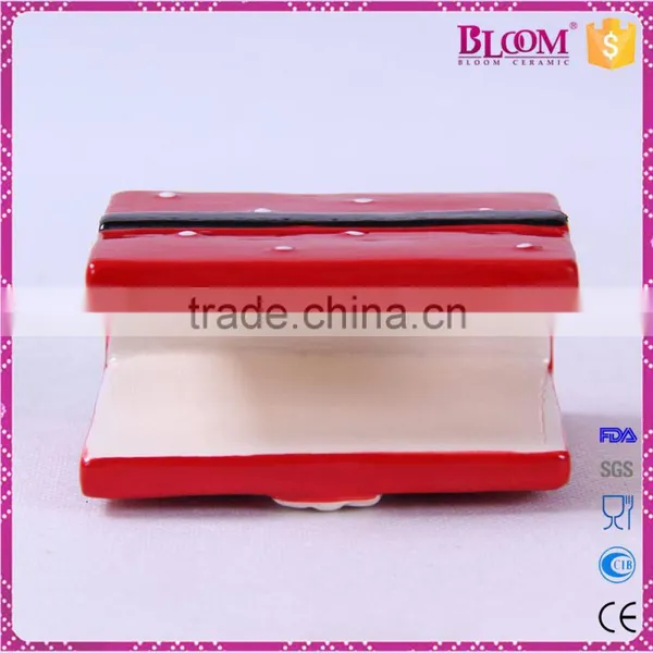 Red Christmas Tableware Ceramic Oblong Napkin Holder photo-4