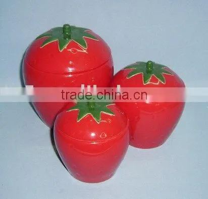 BT5 CERAMICS Ceramic Strawberry shape Canister set of 3 pcs