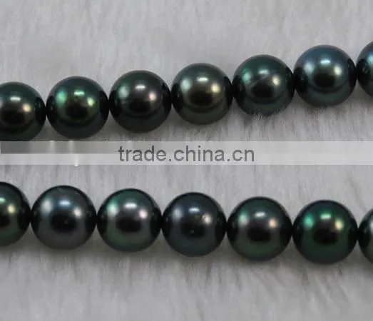 Wholesale 13-14mm Peacock Green Genuine Tahitian Pearl Strands photo-3