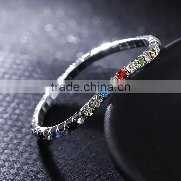 Stretch Colorful Sparkly Rhinestone Chain Bracelet photo-4