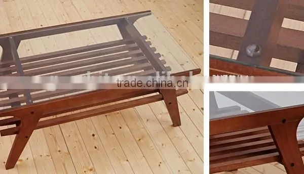 Home Furniture Tempered Glass Top Living Room High Quality Wood Table photo-2