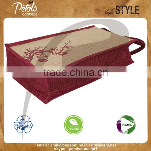Jute Wine Bag With Padded Rope Handle for Two Bottle photo-5