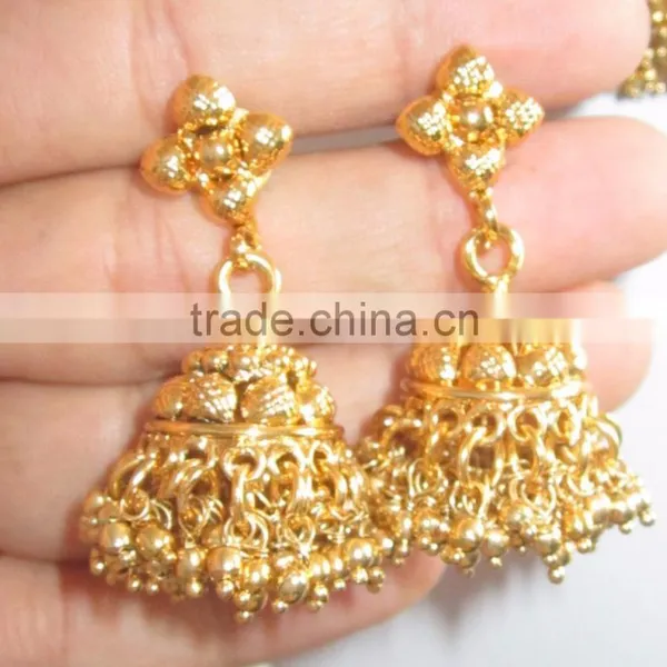 GOLD PLATED TEMPLE DESIGN Necklace RAMLEELA EARRING Set photo-5