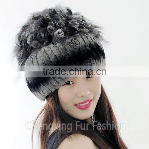 CX-C-135A Women Rex Rabbit Fur Russian Style Winter Cap photo-6