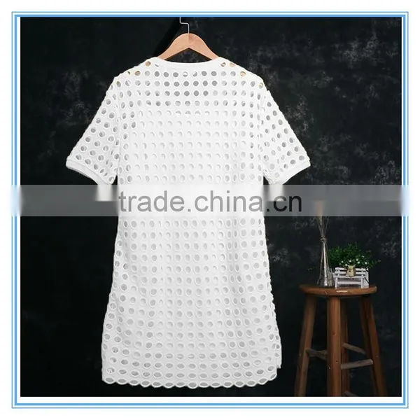 Elegant Ladies Fashion 2 Pieces Wholesale White Cotton Dress Pattern High Quality photo-2