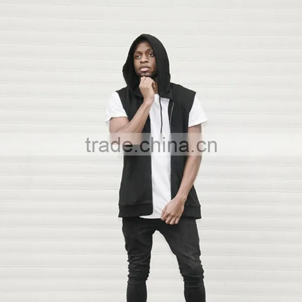 New Men Thin Hip Hop Sleeveless Vest Hoodie Men Outdwear Sports Hooded Vest With Zipper Casual Vest Coat photo-6