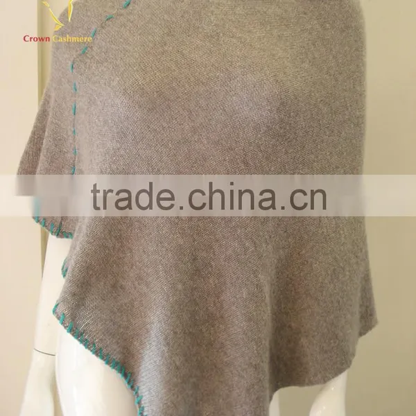 Women Handmade Ribbed Cashmere Poncho Shawl Sale photo-3