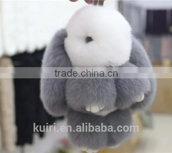 2017 Genuine Rex Rabbit Furs Keychain Pendant Bag Car Charm Tag 18cm Fluffy Bunny Rabbit Keychain Toy Doll Fur Monster Ke Lqb-39 photo-3