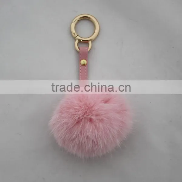Myfur Bag Charm Heart Shaped Keychain Rex Rabbit Fur Pompons Rabbit Fur Keychain photo-3