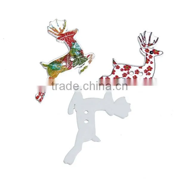 Wood Sewing Buttons Scrapbooking 2 Holes Christmas Reindeer At Random photo-3