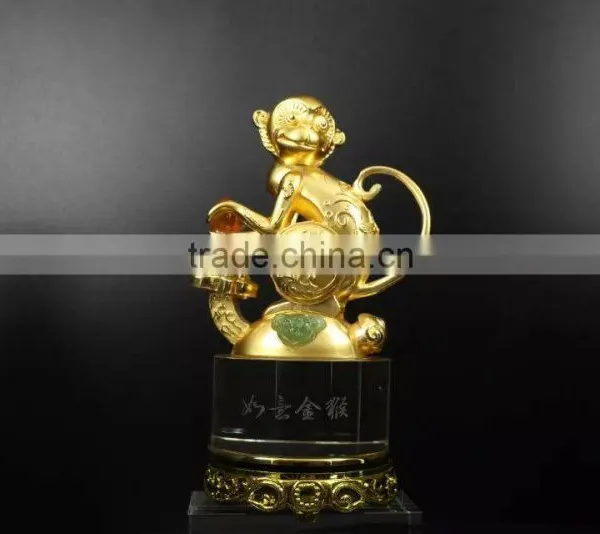 Beautiful Gold Plated MONKEY TROPHY FOR BUSINESS GIFT photo-5