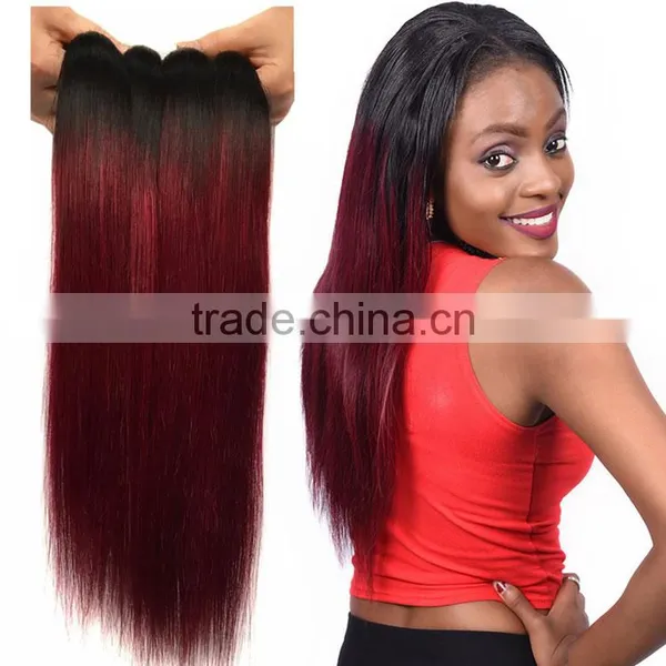 Two Tone Color 1B/99J 7A Malaysian Virgin Hair Straight Ombre Hair Extensions photo-3