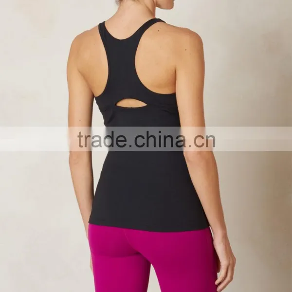 Fitness Apparels Black Plain Tight Fashion Running Shirts Ladies Gym Vest photo-2