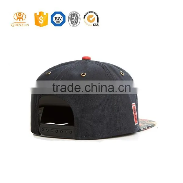 Custom 100% Cotton Black Snapback / Under Floral Flat Brim Print Snapback Hat photo-3