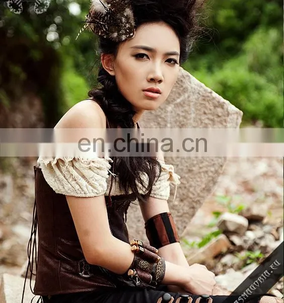 Steampunk Style Waistband Armband Made of Synthetic Leather photo-4