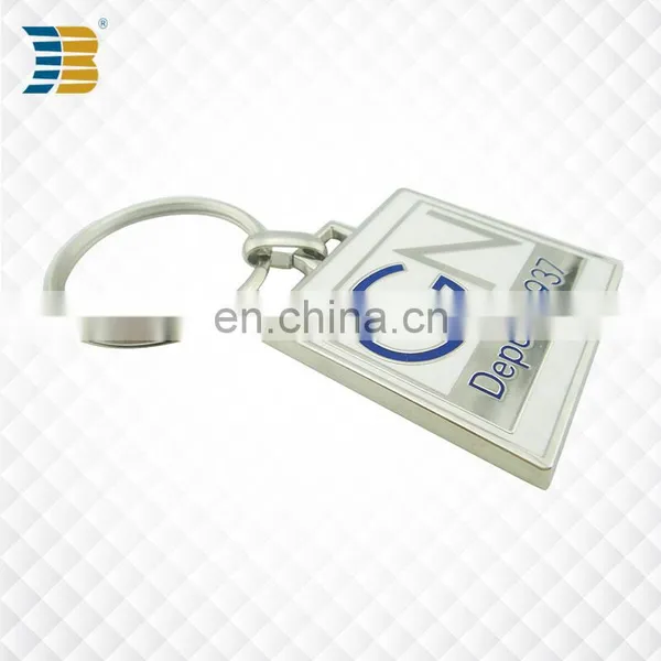 Square Custom Made Metal Zinc Plating Keychain With Keyring photo-2