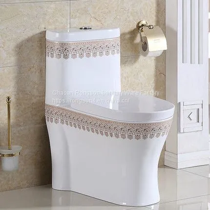 Bathroom Ceramic Golden New Design Luxury Modern Sanitary Ware wc Top Dual Flush Economic One Piece Toilet Bowl photo-2