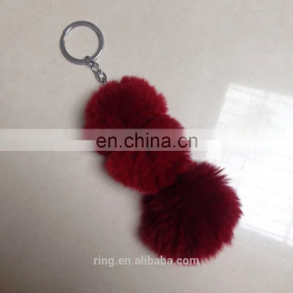 Wholesale Faux Fur Pompon Keychain 3pcs Fur Ball Bag Charm photo-6