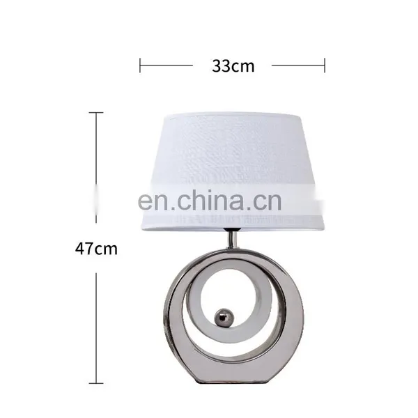 Nordic Modern Custom Round Ceramic Base Cheap Silver Bedside Lamps for Hotel Home Table Decoration photo-5