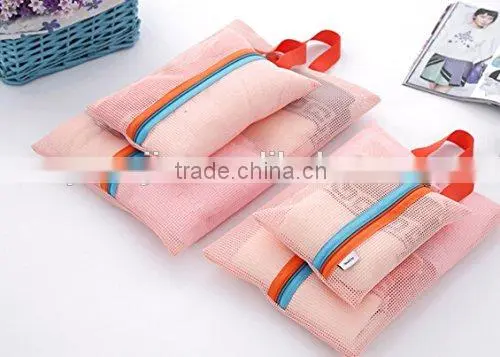 4PCS/Set Multi-Functional Portable Travel Luggage Suitcase Clothes Underwear Packing Cubes Organizer Mesh Storage Makeup Bag Pou photo-4