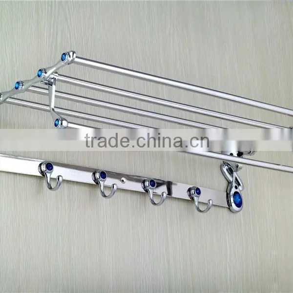 90 Degree Rotation Bathroom Wall Towel Shelf With Hooks With Blue&white Diamond A166 photo-3