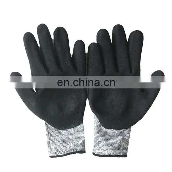 Sandy Nitrile Coated Level 5 Oilfield Anti Slip Cut Resistant TPR Impact Mechanic Gloves photo-5