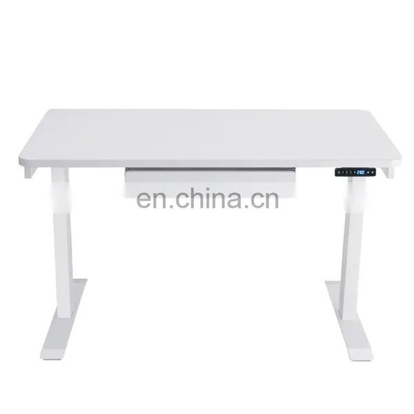 Rectangular White 1 Drawer Standing Desk With Adjustable Height Feature
