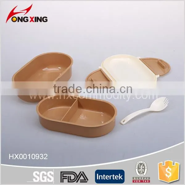 2-layer Rectangle Microwave Plastic Lunch Box With Spoon photo-2