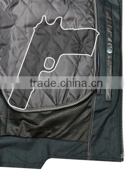 Armored Leather Motorcycle Jacket With Gun Pocket photo-5