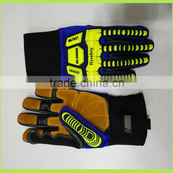 Heat Resistant The Oil Workers Double Palm Impact EN1621-1 Cuff High Breathable Glove photo-3