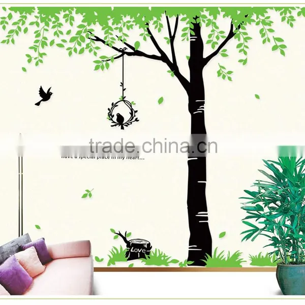 Removable Wall Stickers Environmental Green Treetops Study Bedroom Living Room TV Wall Background Trees Bird Dining Wall Sticker photo-4