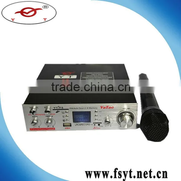 Radio fm Small Hifi Amplifier YT-F6 With Wirelessmicrophone & Support FM/ CD/DVD/VCD Input