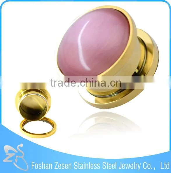 Gold Plated Stainless Steel Single Semi Precious Stone Ear Plug photo-6