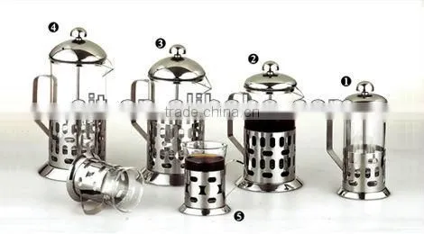 Stainless Steel Coffee Plunger With Heat Resistant Glass