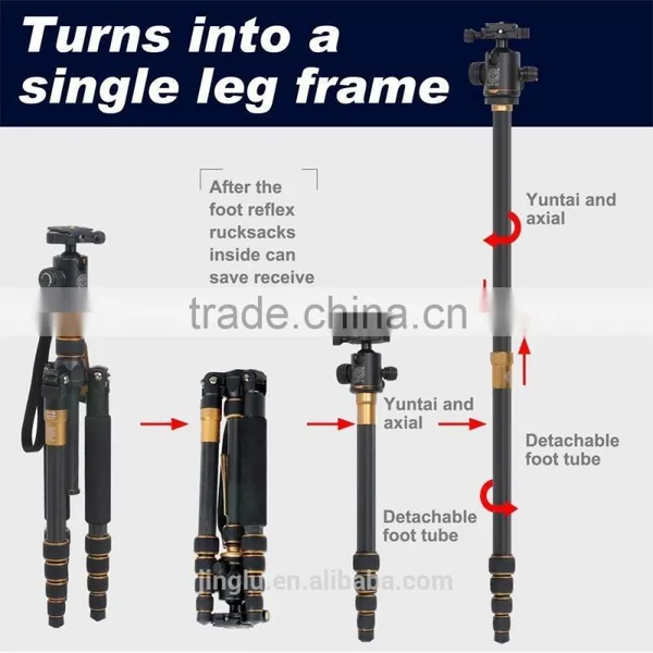 Q-666C Portable Professional Carbon Fiber Tripod &Ball Head for DSLR Camera photo-3