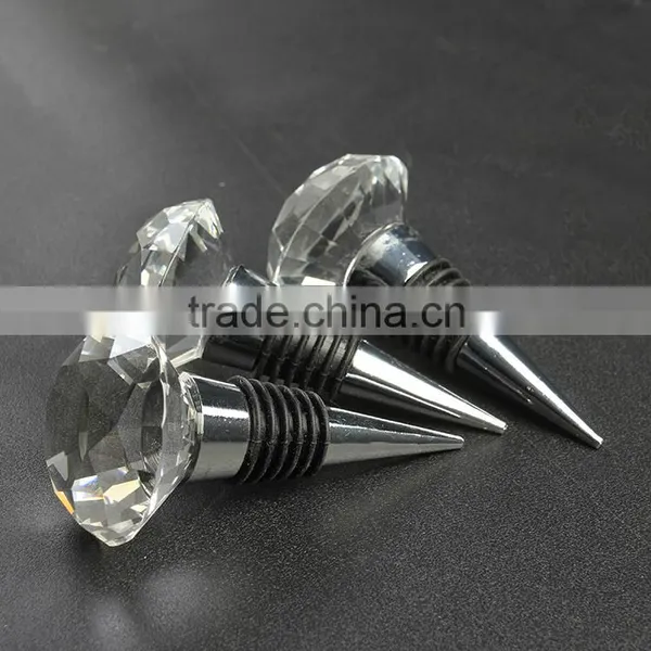 2016 Newest Crystal Bottle Stopper/ Diamond Shape Crystal Glass Bottle Stopper for Wedding Favors and Party Decorations