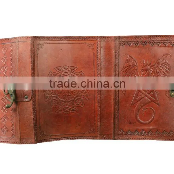 Stylish Personal Journal Celtic Embossed Lunar Magic Journal Cover Genuine Handmade Leather photo-4